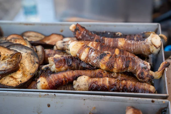 Stigghiola cocinada en el mercado — Foto de Stock