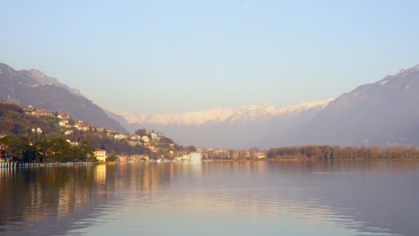 Beautiful view of Iseo lake from the city of Lovere — Stock Video