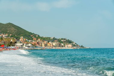 view from the sea of Varazze beach