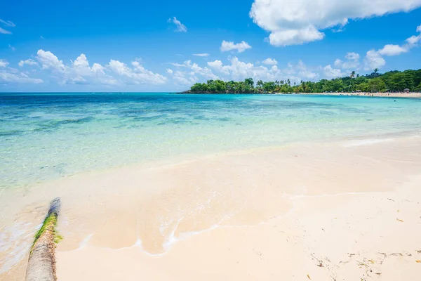 迷人的热带白色沙滩在Rincon 阳光灿烂的日子在Samana半岛 多米尼加共和国 — 图库照片