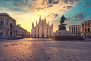 Duomo , Milan gothic cathedral at sunrise,Italy,Europe.Horizontal photo with copy-space. clipart