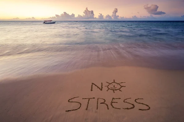 Handwritten Stress Sandy Beach Sunset Relax Summer Concept Dominican Republic — Stock Photo, Image