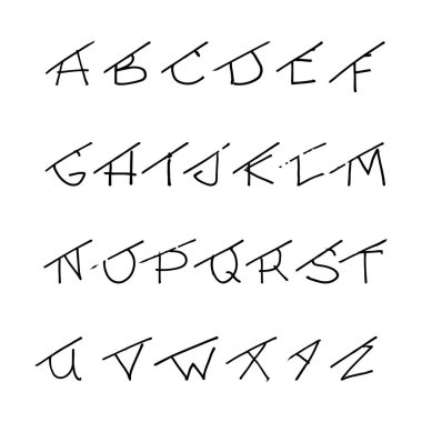 latin alfabesindeki harflerin çizilmiş vektör el