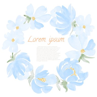 Suluboya yuvarlak çerçeve çiçek. 