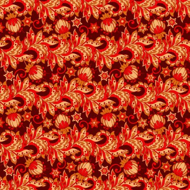 Batik tarzında etnik çiçek desenleri