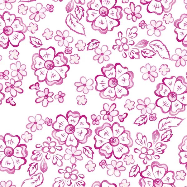 无缝花纹与美丽的水彩花朵 — 图库矢量图片