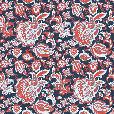 Etnik çiçekler pürüzsüz vektör deseni