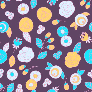 Doodle çiçek seamless modeli.