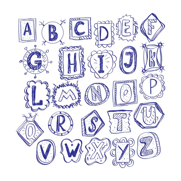 Hand getekend grappige doodle lettertype — Stockvector
