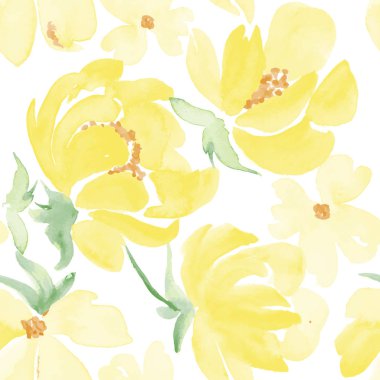 suluboya çiçek seamless modeli. vektör çizim tasarımınız için el çekilmiş