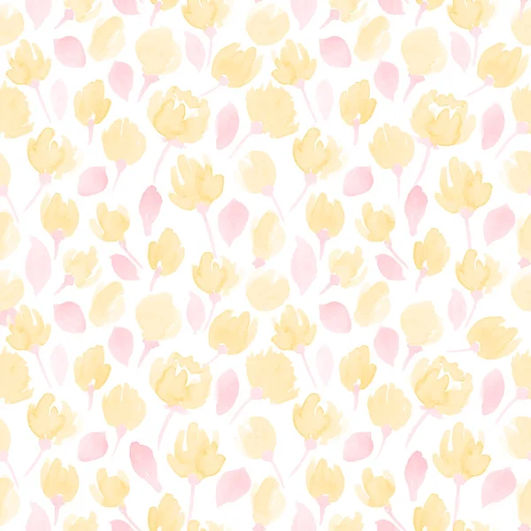Cute watercolor flowers seamless vector pattern. — Stock Vector