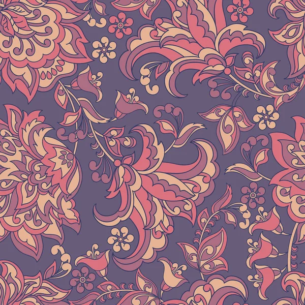 Patrón vintage en estilo batik indio. fondo vector floral — Archivo Imágenes Vectoriales