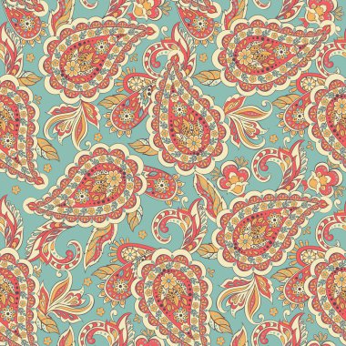 Hint tarzı çiçekli Paisley seamless modeli