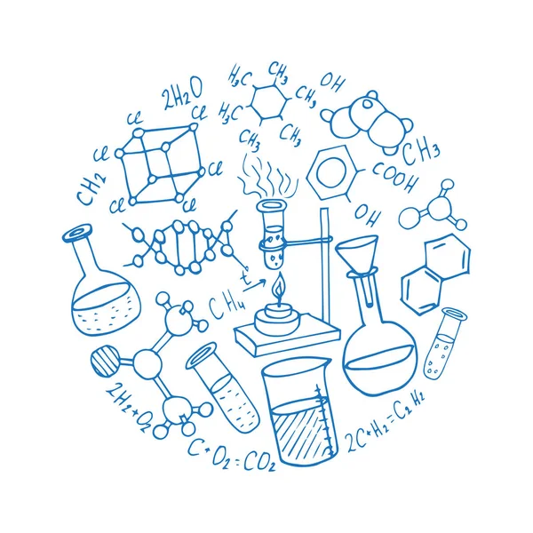 Chemie ručně kreslenou čmáranice pozadí — Stockový vektor