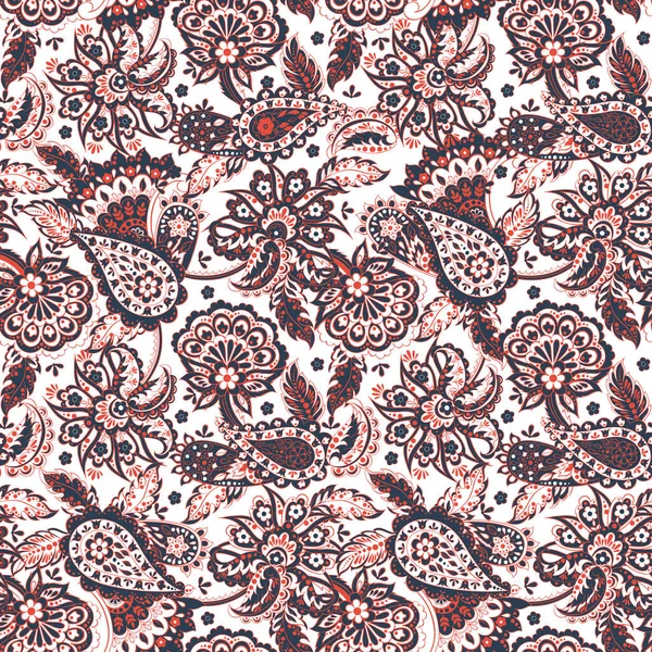 Floral Paisley Pattern. Nahtloser asiatischer Textilhintergrund — Stockvektor