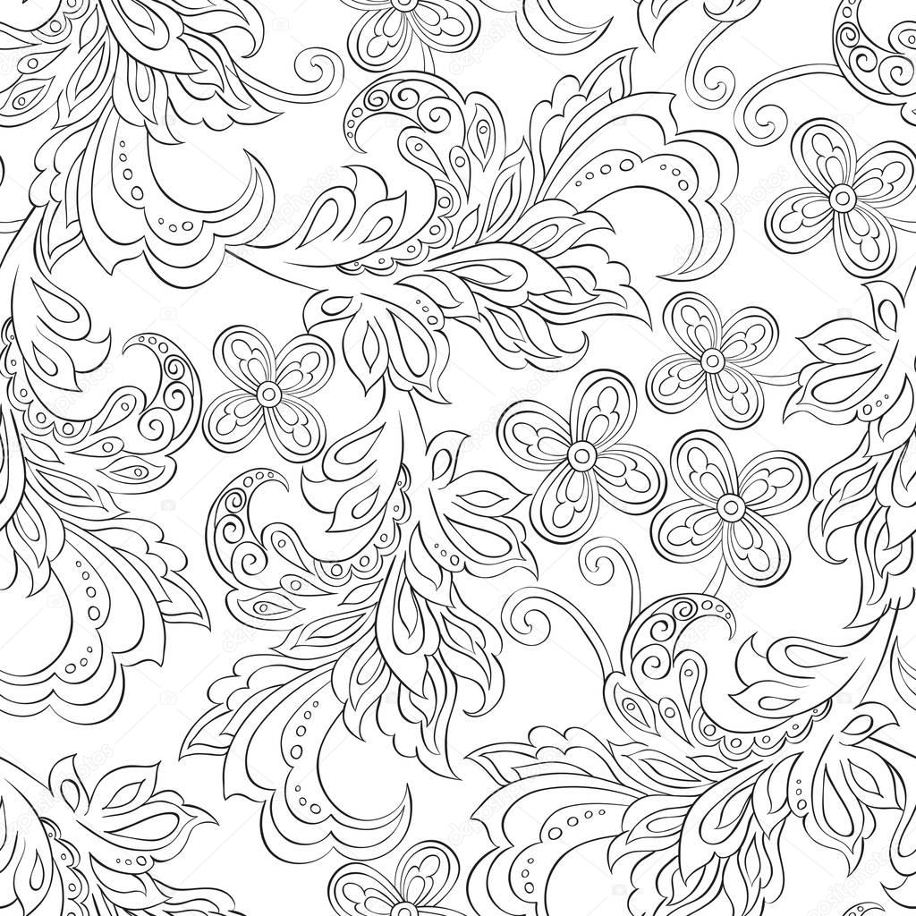 seamless pattern with folkloric flowers