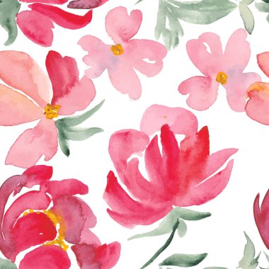 suluboya çiçek seamless modeli. vektör çizim tasarımınız için el çekilmiş