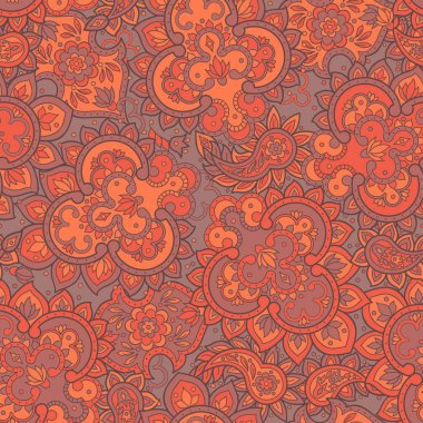 Kusursuz Hint deseni. Renkli Etnik Süsleme