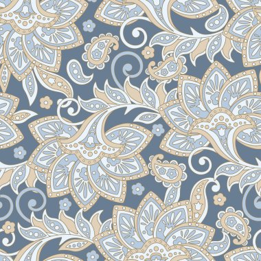 çiçekler Hint Tekstil tarzı ile Seamless Modeli