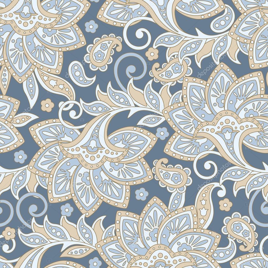 seamless pattern with flowers in indian textile style