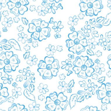 güzel suluboya çiçekli çiçekli seamless modeli