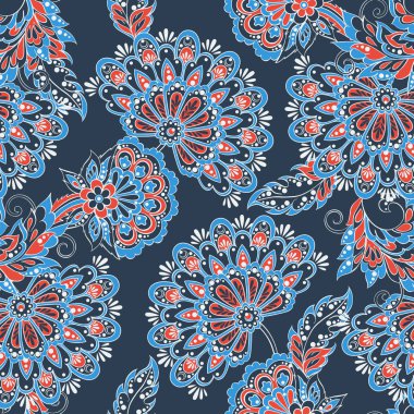 Hint tarzı çiçeklerle seamless modeli