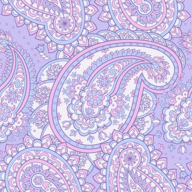 Asya tekstil tarzında vektör illüstrasyonu. Paisley pürüzsüz desen.