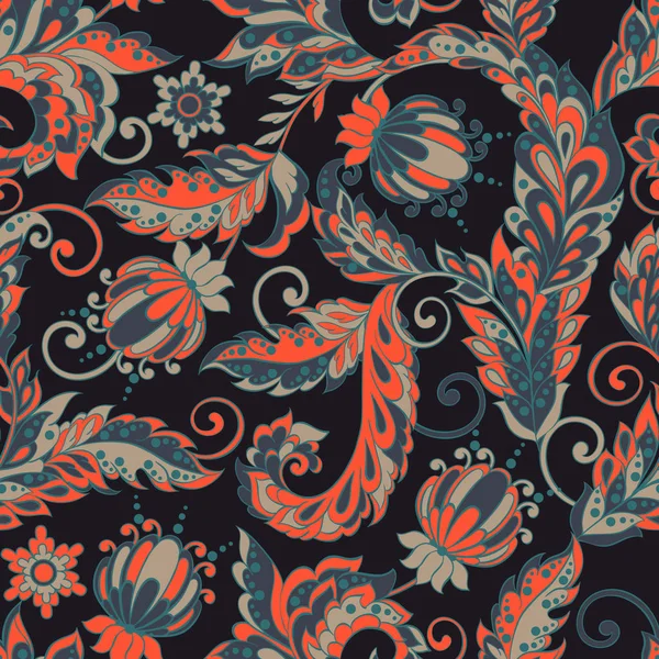 Vintage florales nahtloses Muster im indischen Batik Stil — Stockvektor