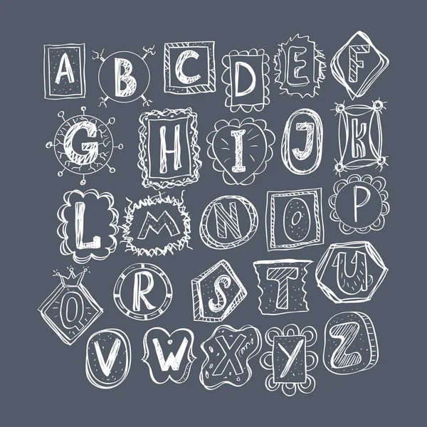 Hand getekend grappige doodle lettertype — Stockvector