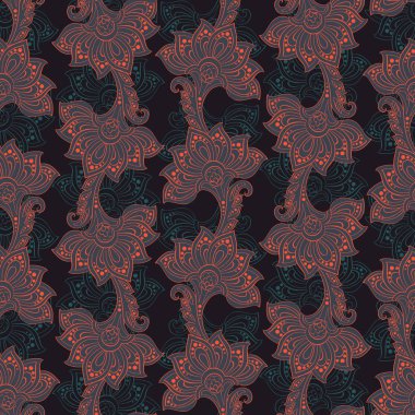 Hint tarzı çizgili çiçek seamless modeli.