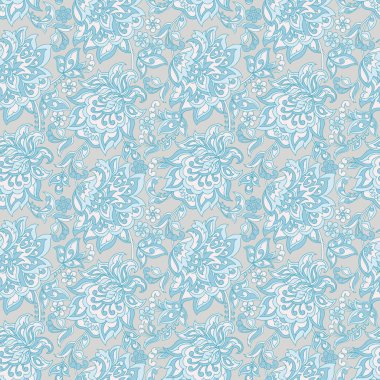 Klasik çiçeklerin dikişsiz deseni. Etnik çiçek vektör arkaplanı