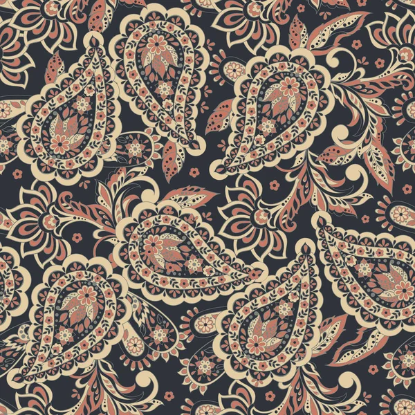 Çiçeksiz desenli desenli şal desenli süs. Asya tekstil biçiminde vektör illüstrasyonu