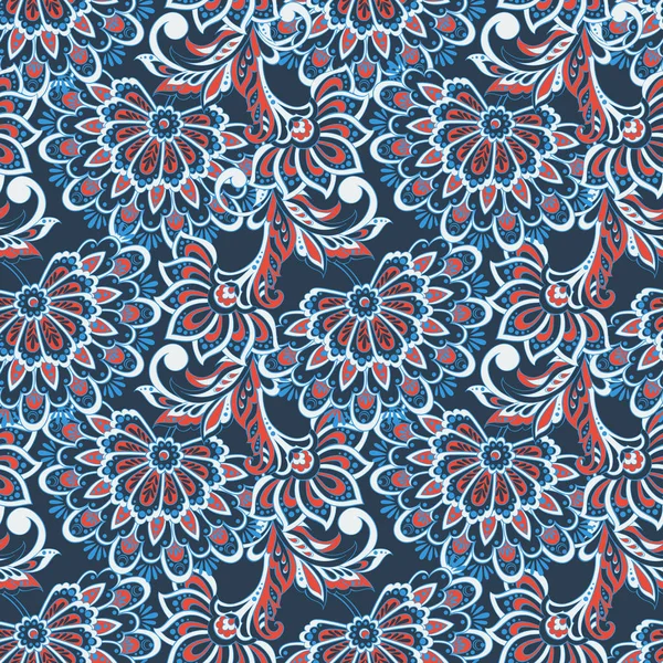 Folklorisches Batik-Vektorornament. Ethnische florale nahtlose Muster. — Stockvektor