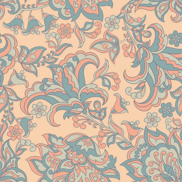 Motif vintage dans le style batik indien. fond vectoriel floral — Image vectorielle