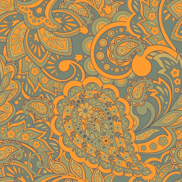 Patrón sin costura floral con ornamento paisley. — Archivo Imágenes Vectoriales