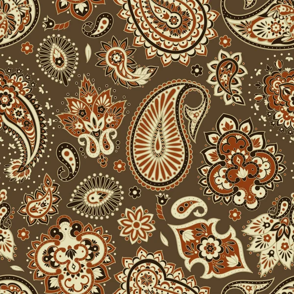 Padrão sem costura floral com ornamento paisley. — Vetor de Stock