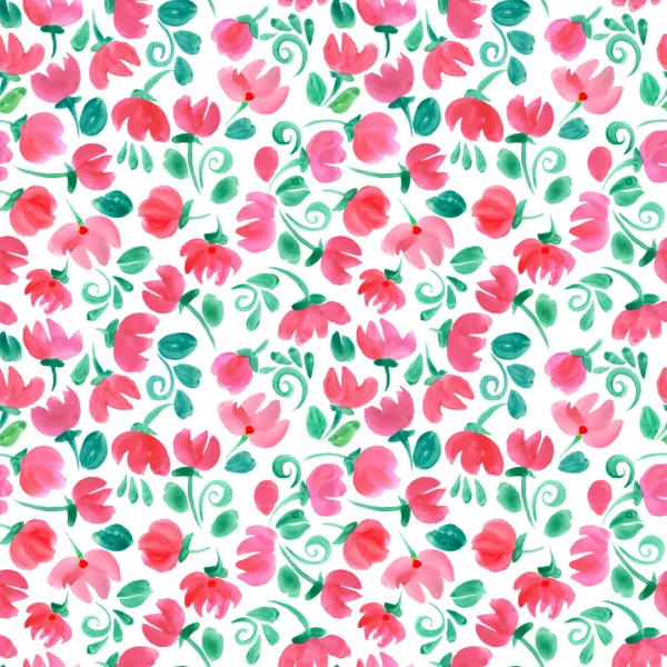 Watercolor flowers seamless pattern — Stock Vector