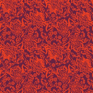 Klasik çiçeklerin dikişsiz deseni. Etnik çiçek vektör arkaplanı