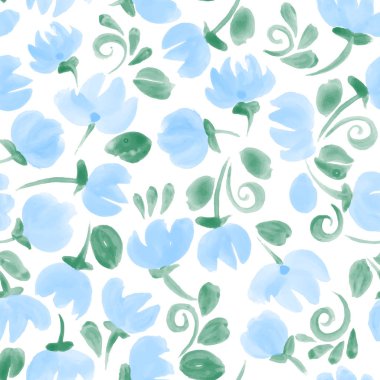 Küçük tatlı suluboya çiçekler, kusursuz desenler..