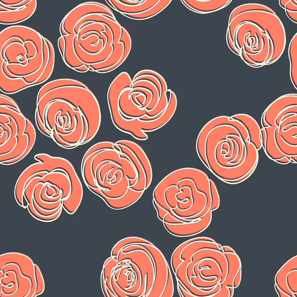 Patrón floral sin costuras con rosas. Ilustración vectorial para su diseño — Archivo Imágenes Vectoriales