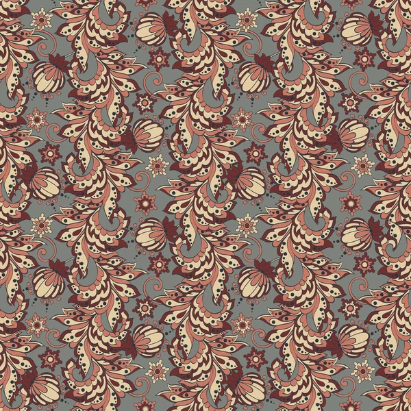 Etnische bloemen naadloos patroon in batik stijl — Stockvector