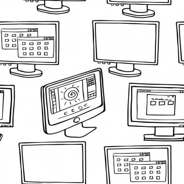 Monitörler sorunsuz vektör doku ile kroki. 