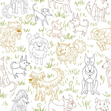 Sevimli köpek desen. Sorunsuz vektör çizim