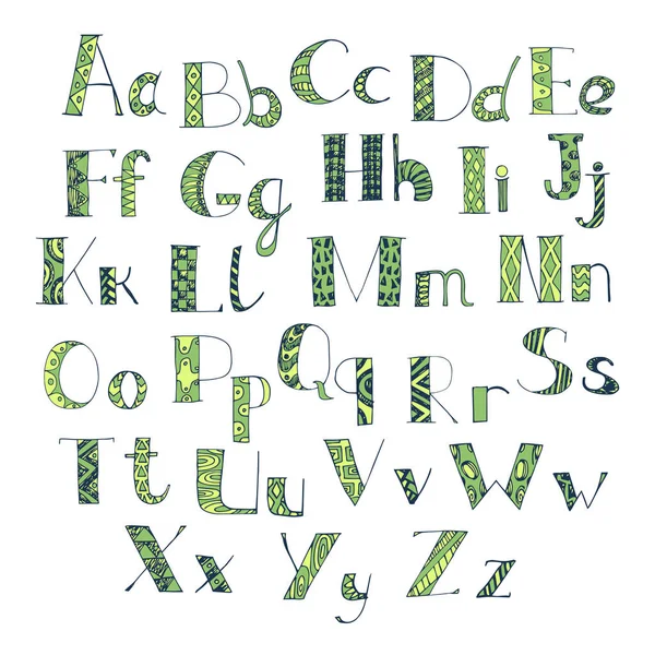Letras del alfabeto latino. hand drawn doodle fuente — Vector de stock