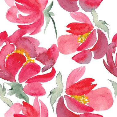 Suluboya seamless modeli çiçekler. Çizilmiş vektör çizim el