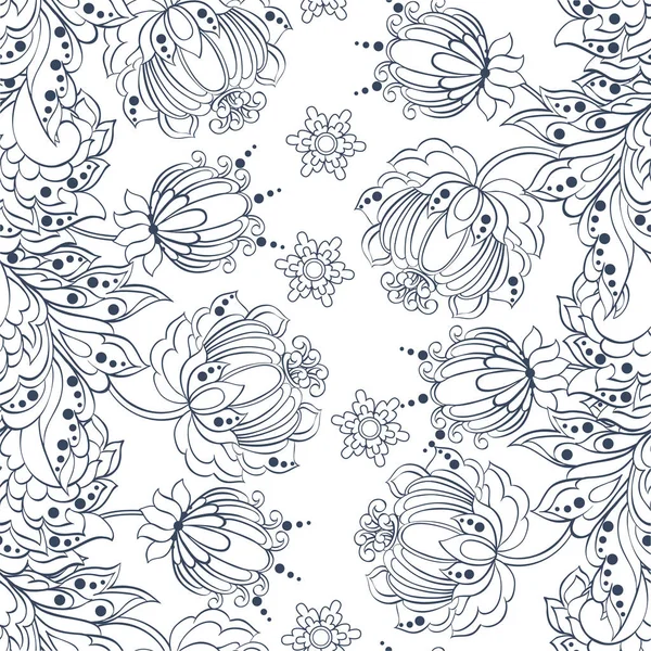 Ethnic Flowers seamless pattern. Vintage Floral Vector background — Stock Vector