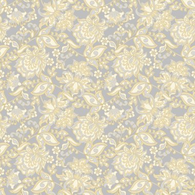 Klasik çiçeklerin dikişsiz deseni. Etnik çiçek vektör arkaplanı