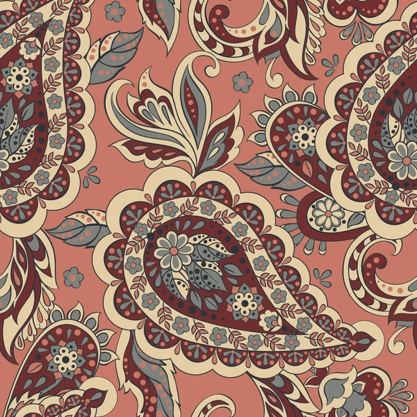 Бесшовный рисунок Пейсли в индийском текстильном стиле. Цветочный вектор — стоковый вектор
