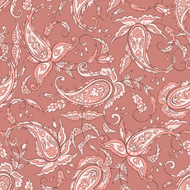 Paisley deseni. Kusursuz Asya Tekstil Arkaplanı
