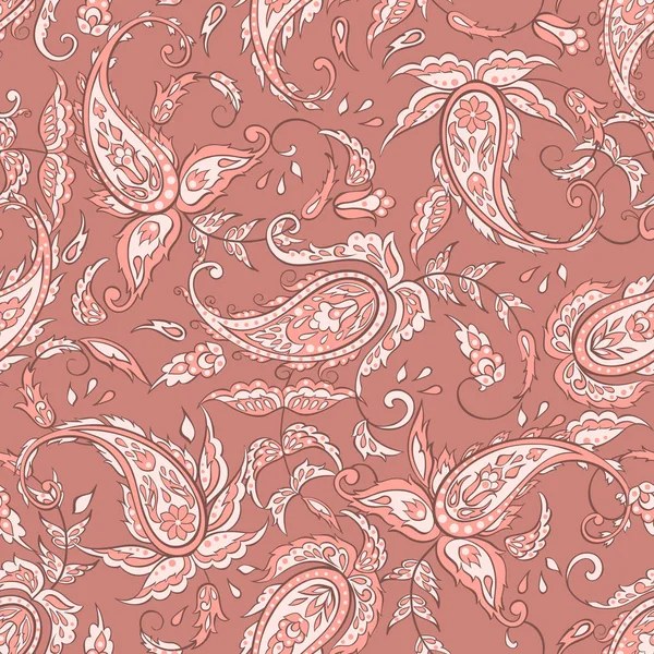 Patrón Paisley. Fondo textil asiático sin costuras — Archivo Imágenes Vectoriales